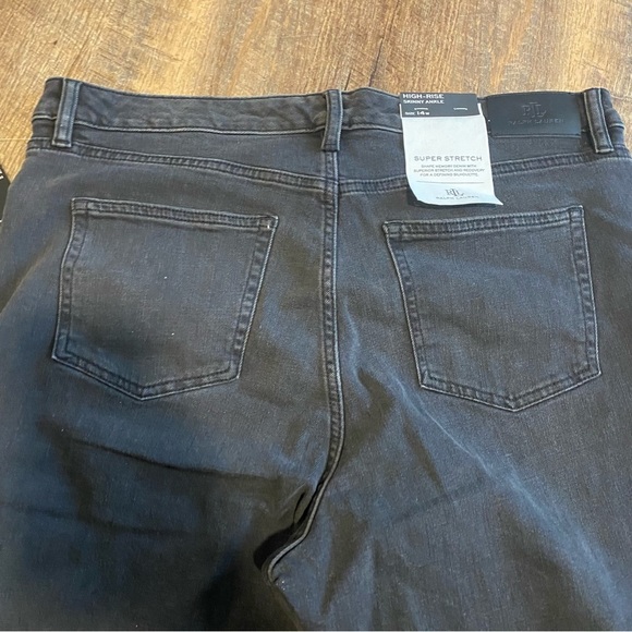 NWT Ralph Lauren High Rise Skinny Ankle Super Stretch Black Jeans Size 14W - Picture 11 of 11